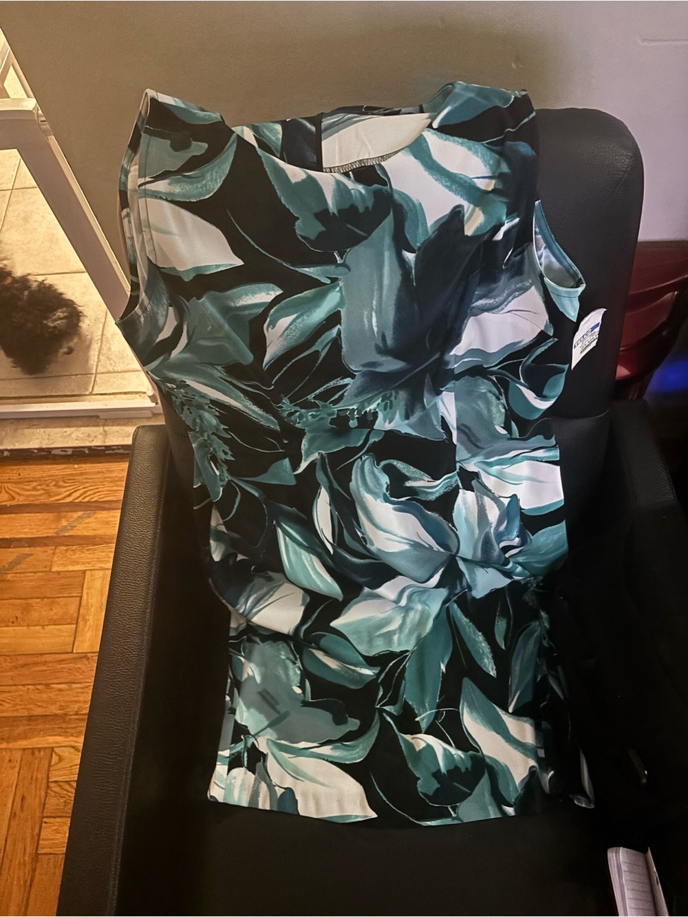 connected apparel Teal and White Floral Sleeveless Sheath Dress